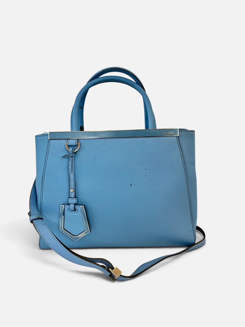 Fendi Light Blue Leather Satchel with Top Handles